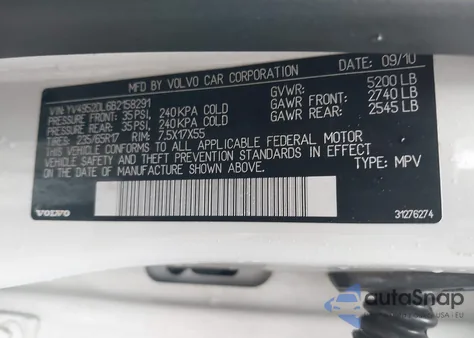 2011 Volvo Xc60 3.2/3.2 R-Design из США, поврежденный, VIN YV4952DL6B2158291